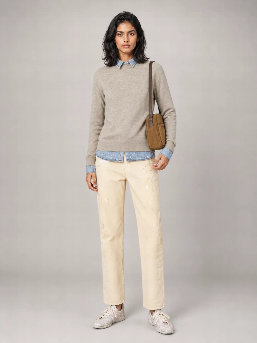 Acne Studios Wool Layered Collar Long-Sleeve Sweater