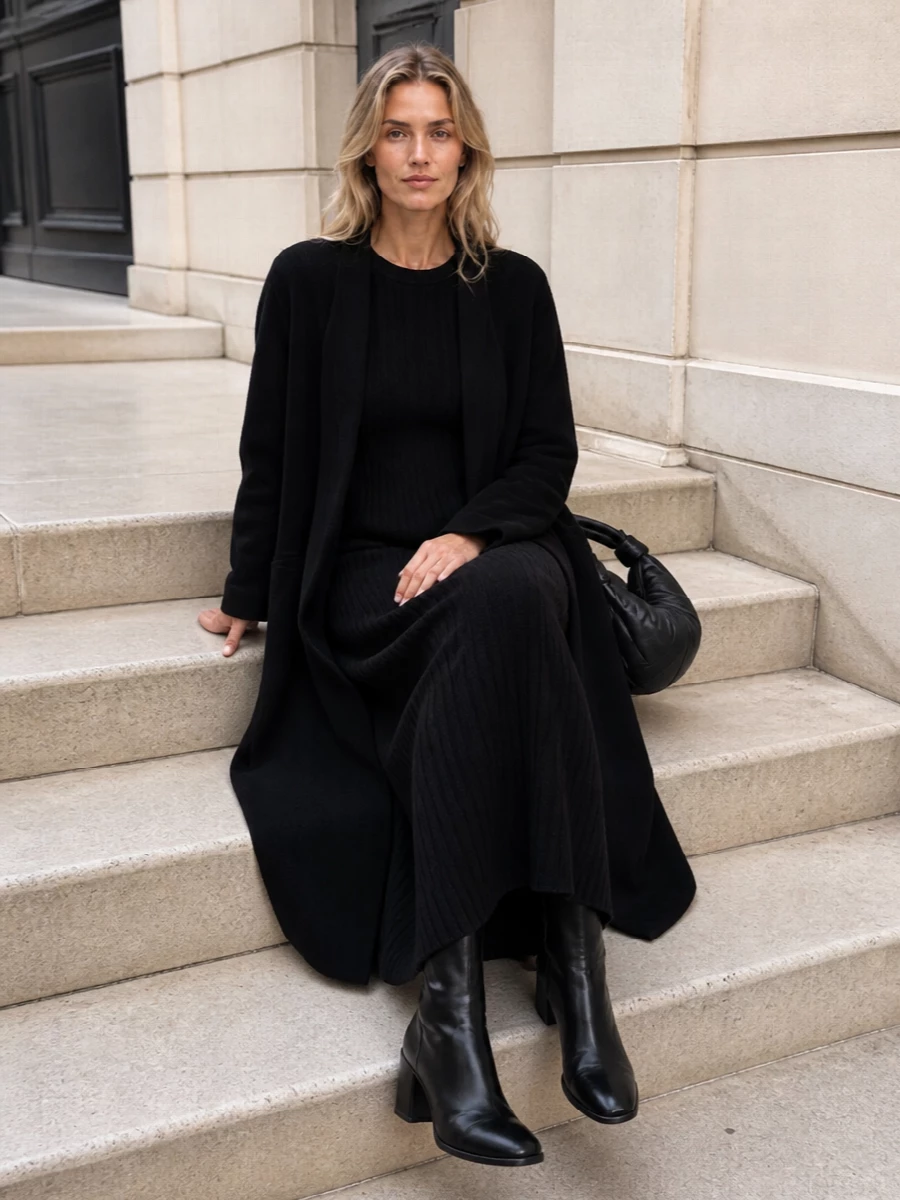 Lisa yang black knit dress lemaire boots