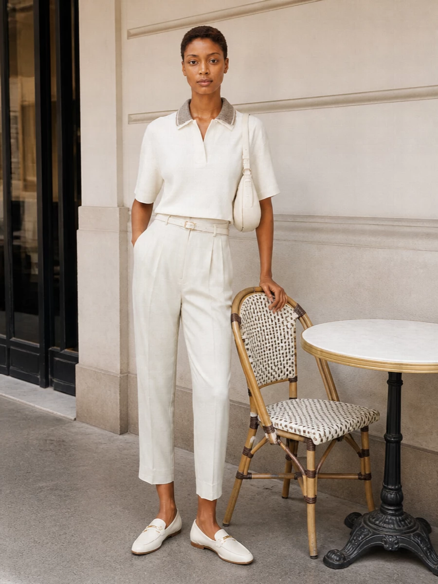 Brunello cucinelli polo jil sander trousers outfit
