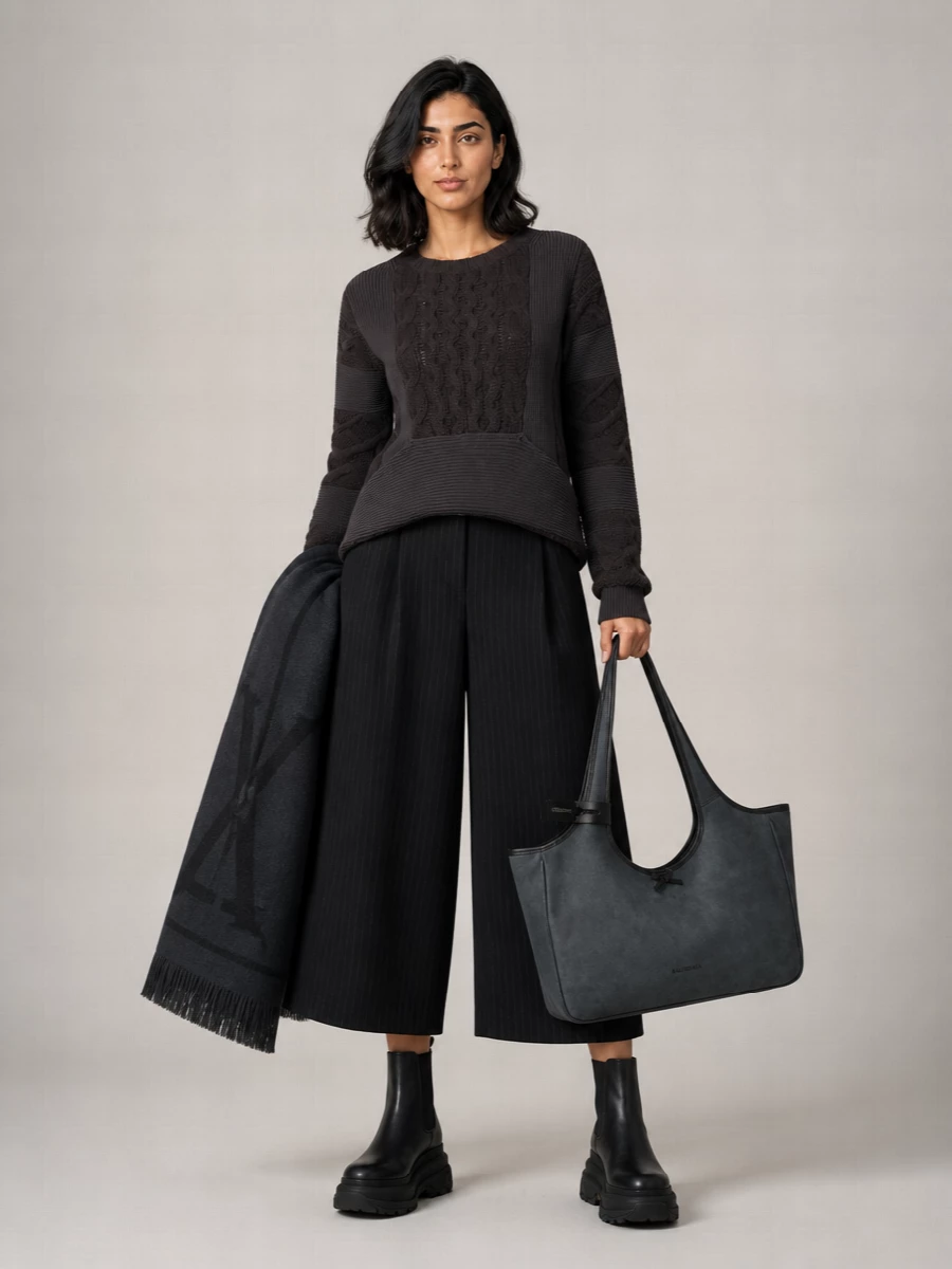 Balenciaga Shopping Wool Tote Bag