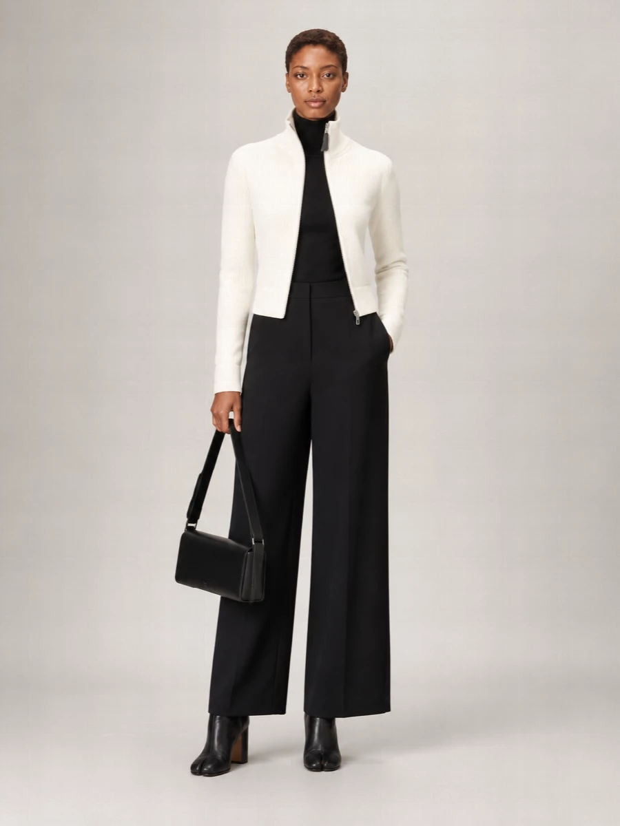 Maison Margiela Ribbed Wool Blend Zip-Up Cardigan