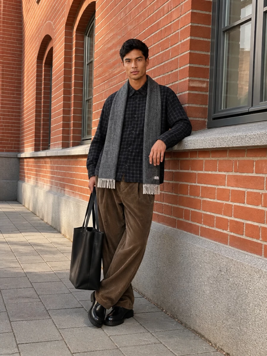 Apc flannel shirt wide corduroy trousers