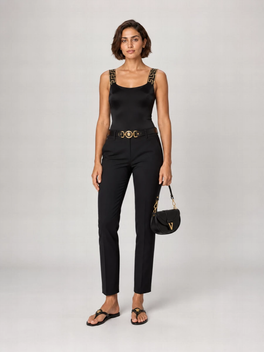 Versace One-Piece Swimsuit With Geometric Strap Design