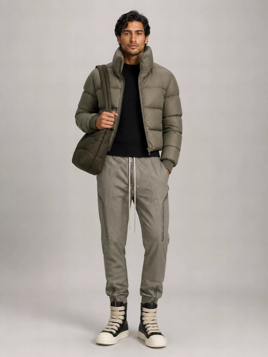Rick Owens Down Oversized Cropped Quilted Puffer Jacket