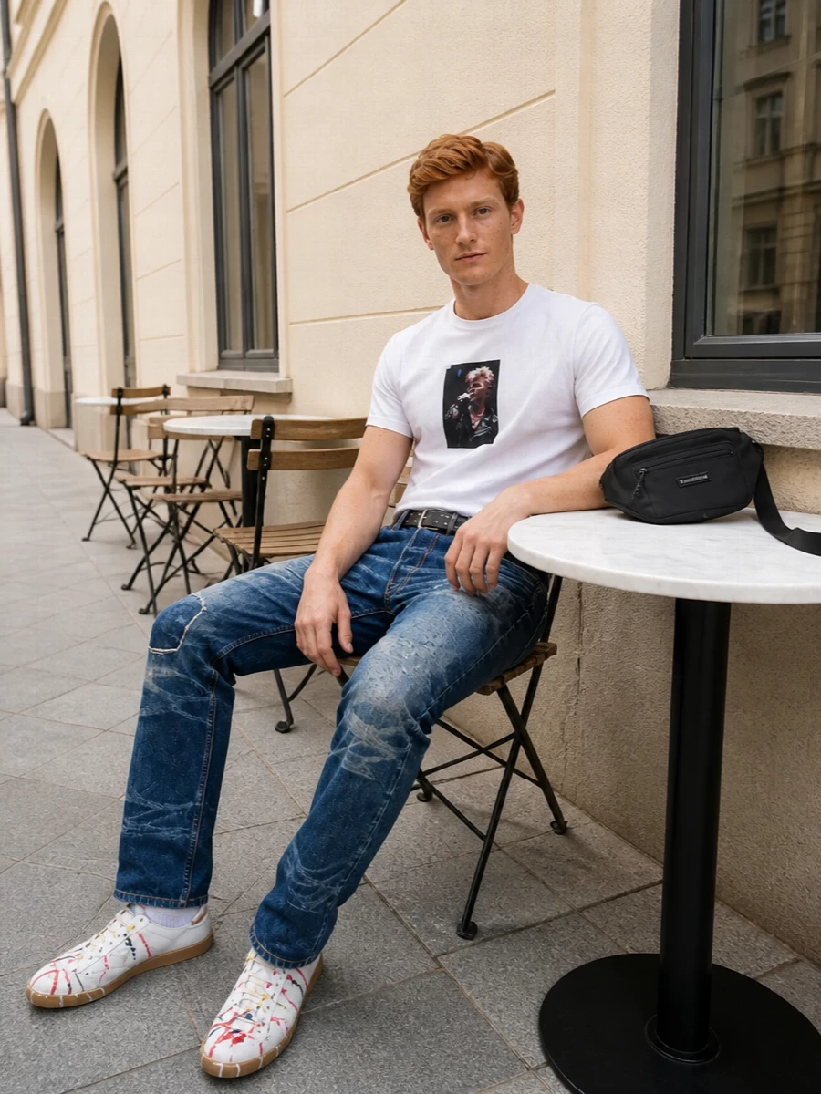Junya denim margiela sneakers outfit