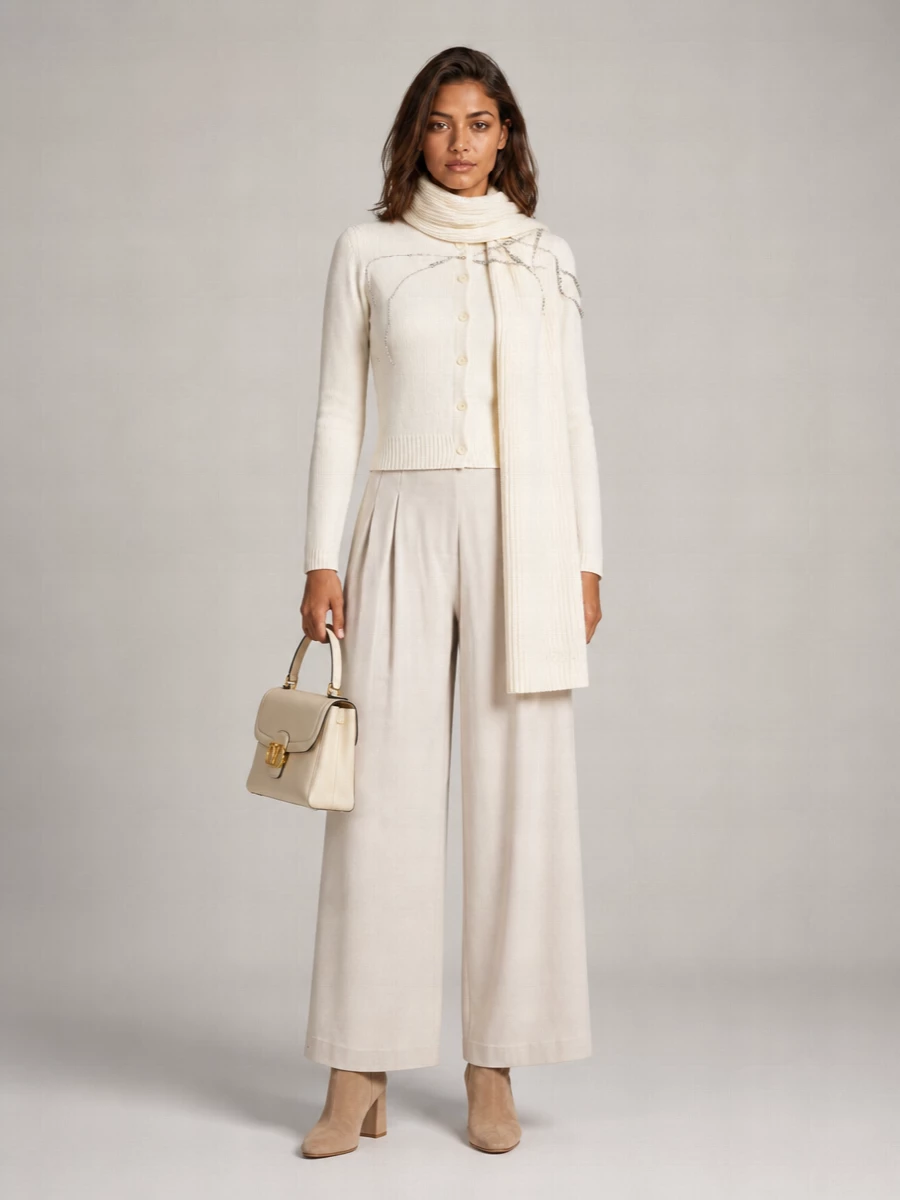 Fabiana Filippi Cashmere Silk Wool Crystal-Embellished Cardigan