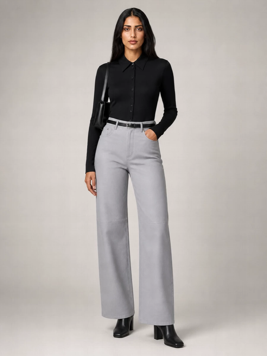 Sportmax leather straight-leg trousers