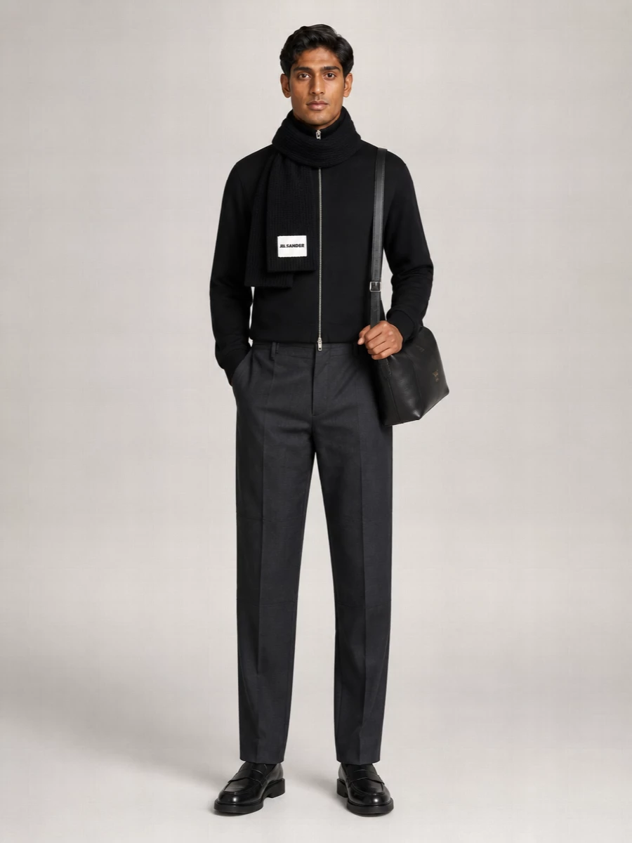 Jil Sander Wool Funnel Neck Zip Jacket
