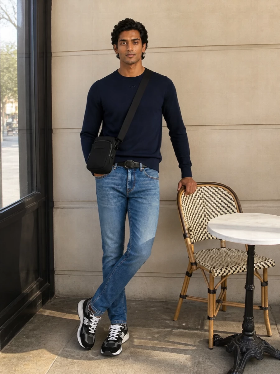 Diesel jeans navy knit new balance sneakers
