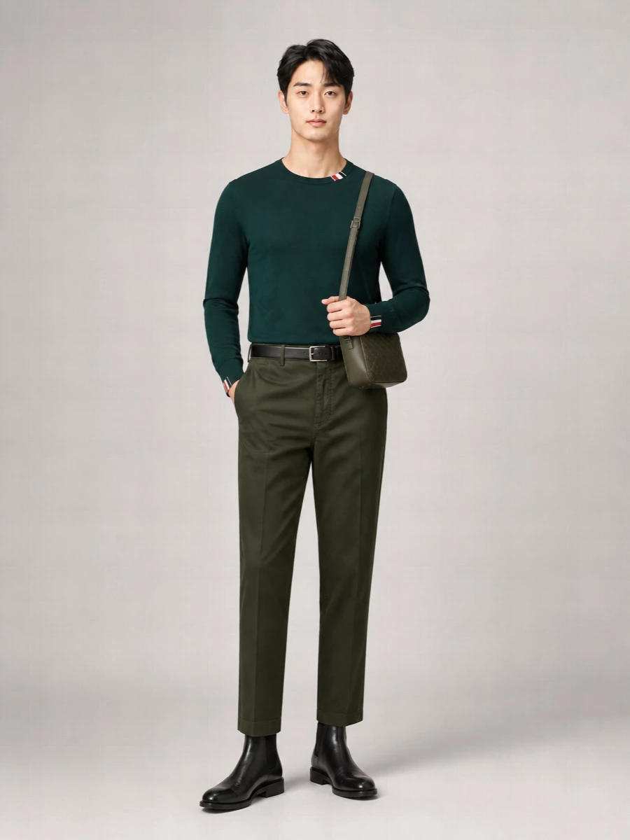 Thom Browne Cotton Mid-Rise Tapered Chinos