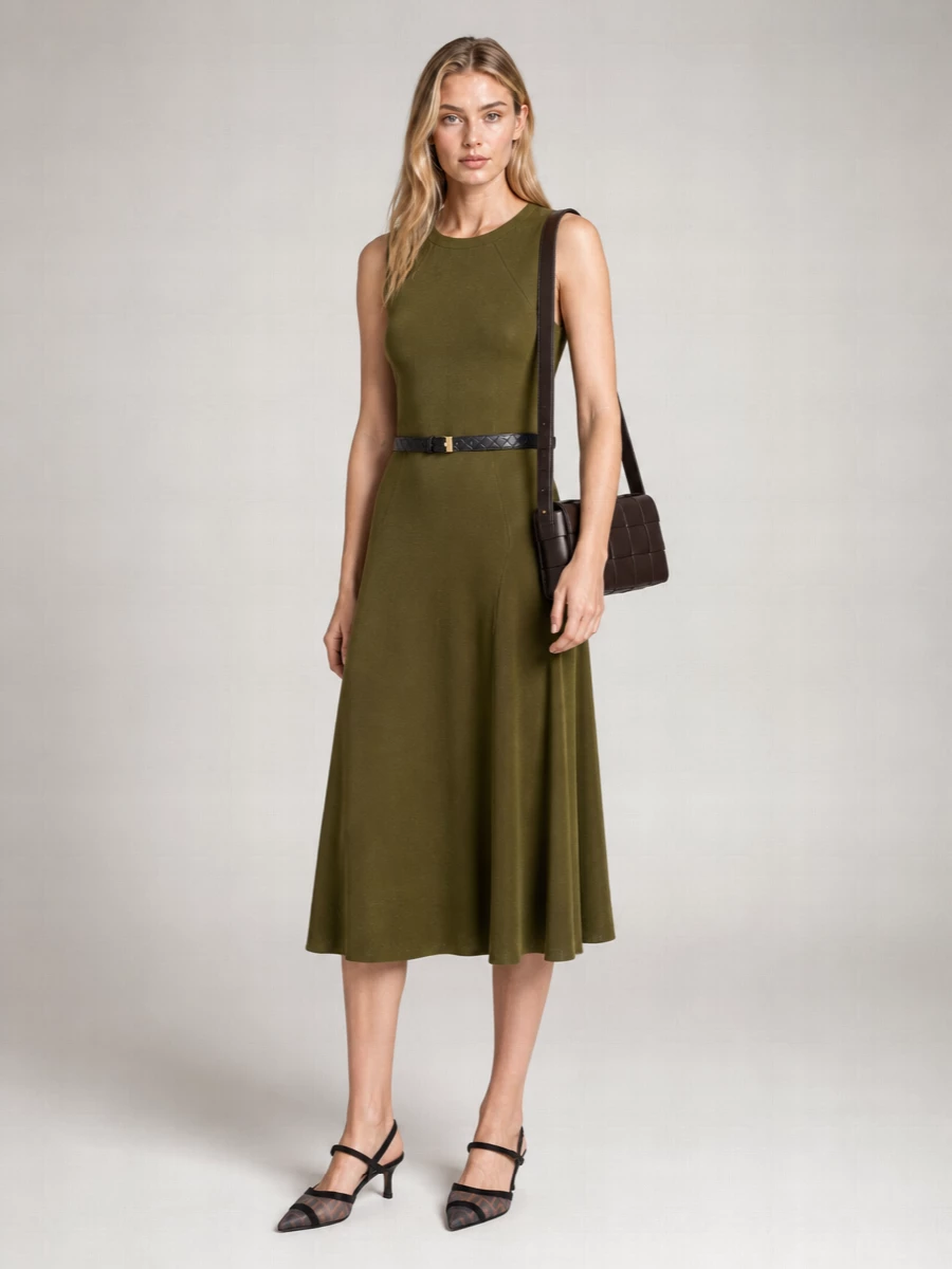 Fendi Halterneck V-Neck Midi Dress