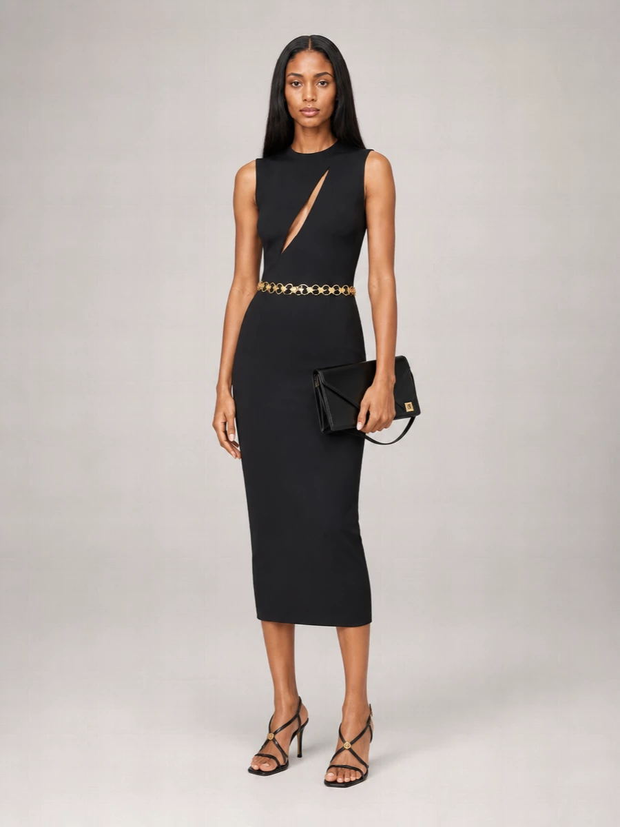 Versace Cutout Sleeveless Midi Dress