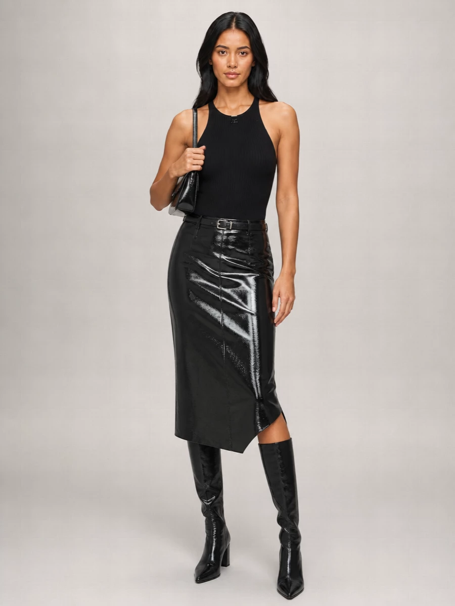 Courrèges Faux Leather Asymmetric Skirt