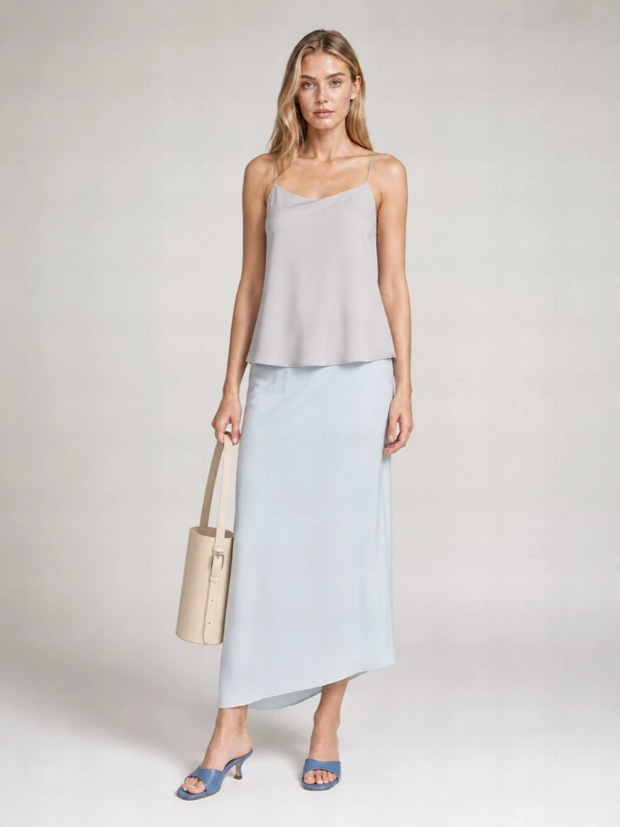 Calvin Klein Satin Knee-Length Asymmetric Skirt