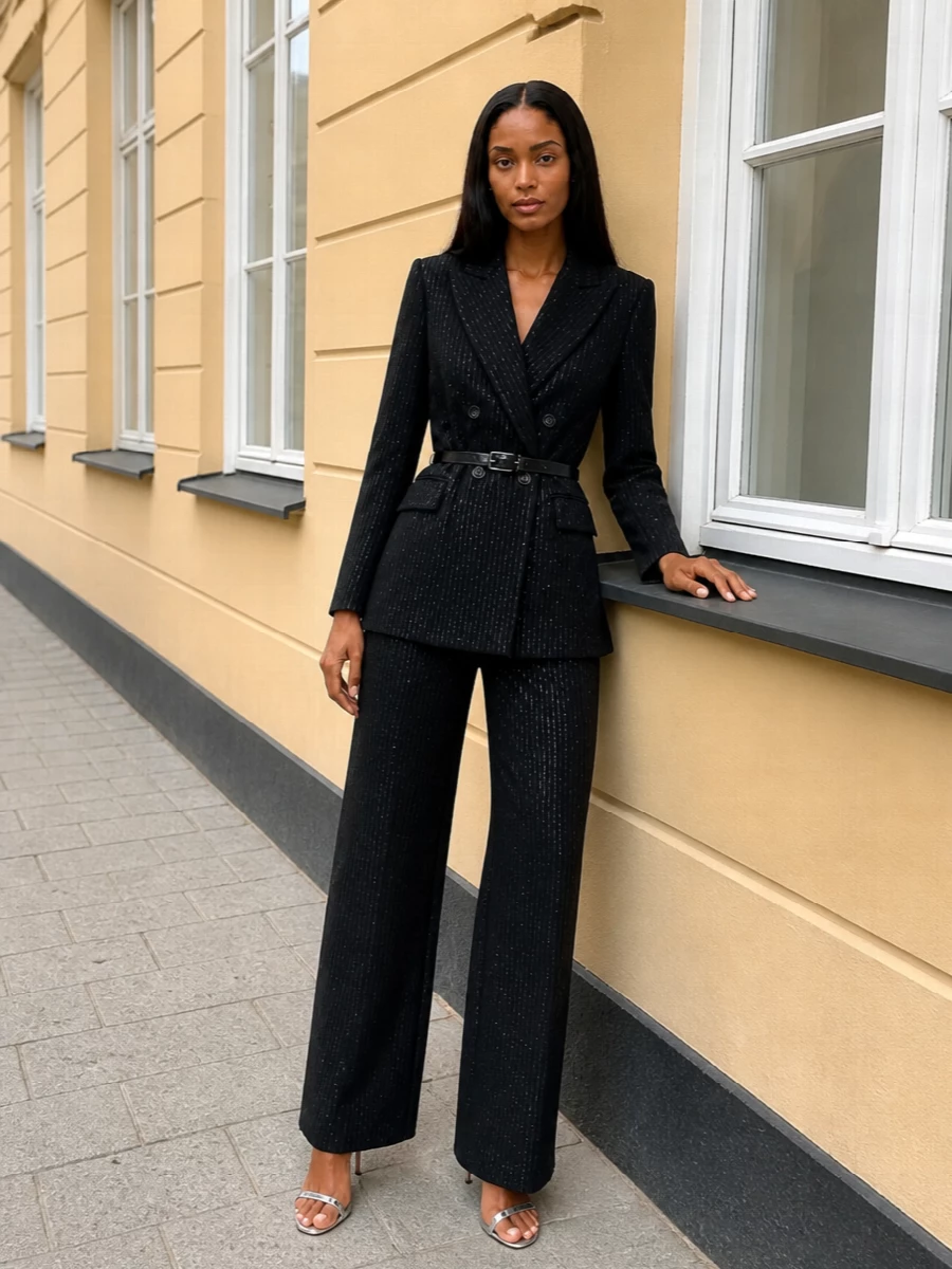 Ermanno firenze sequin blazer suit silver heels