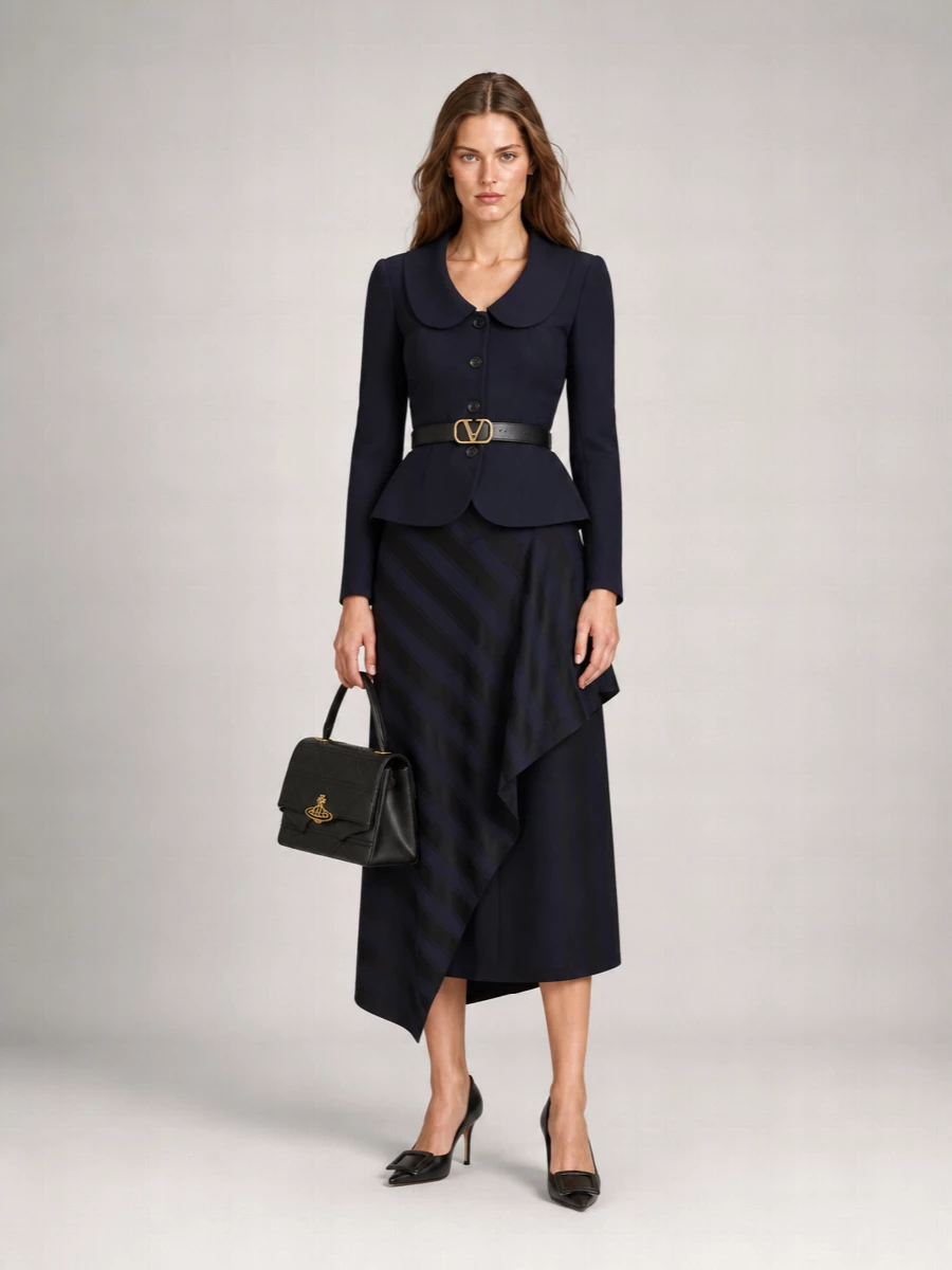 Vivienne Westwood Virgin Wool Midi Asymmetric Skirt