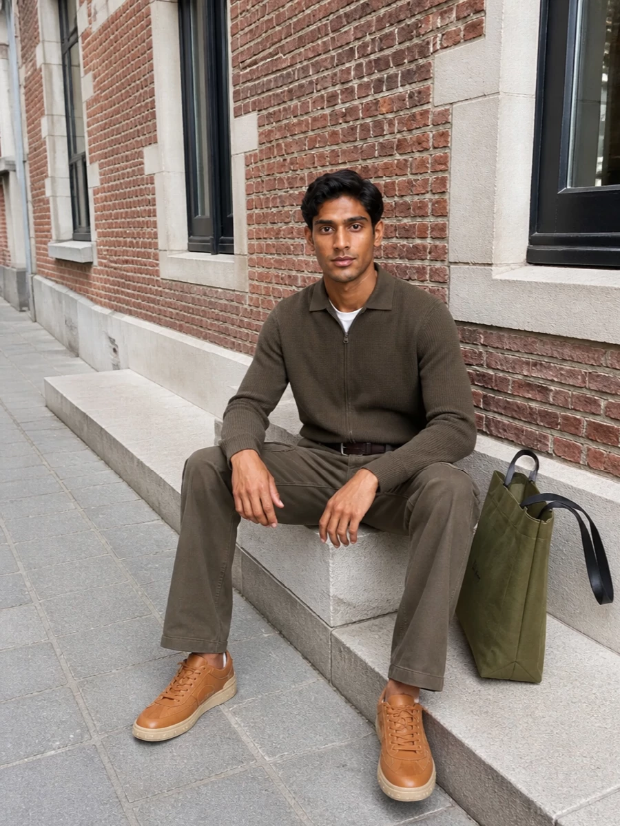 Vince cargo olive knit valentino tan sneakers