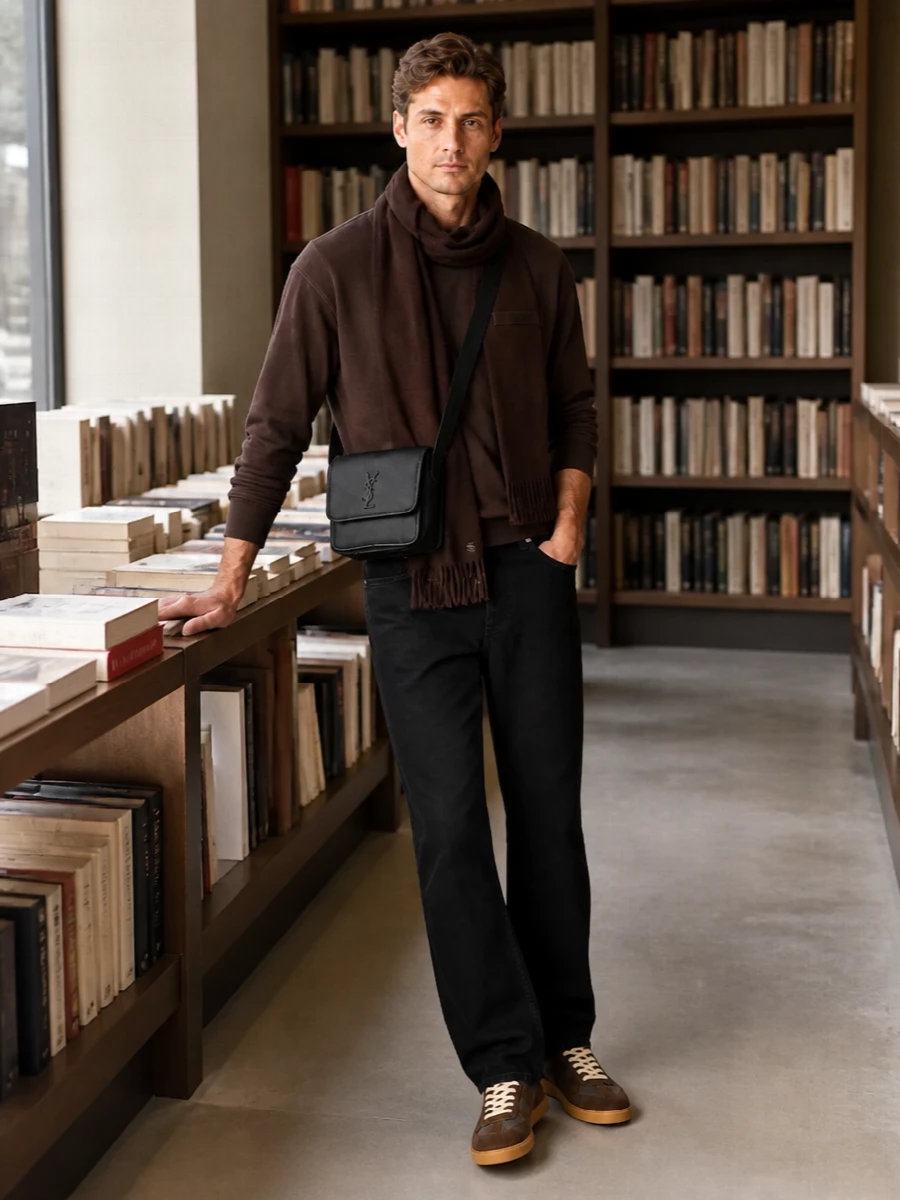 Jacquemus brown sweatshirt black jeans outfit