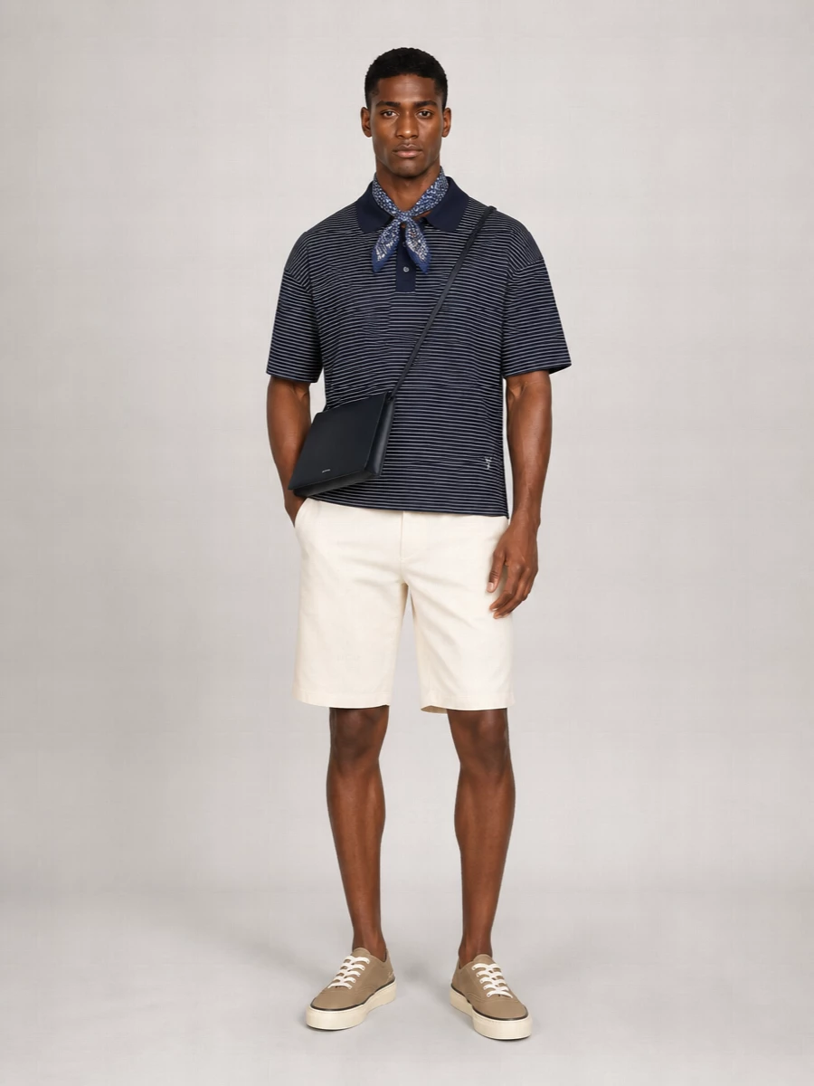 Ami Paris Striped Polo Shirt