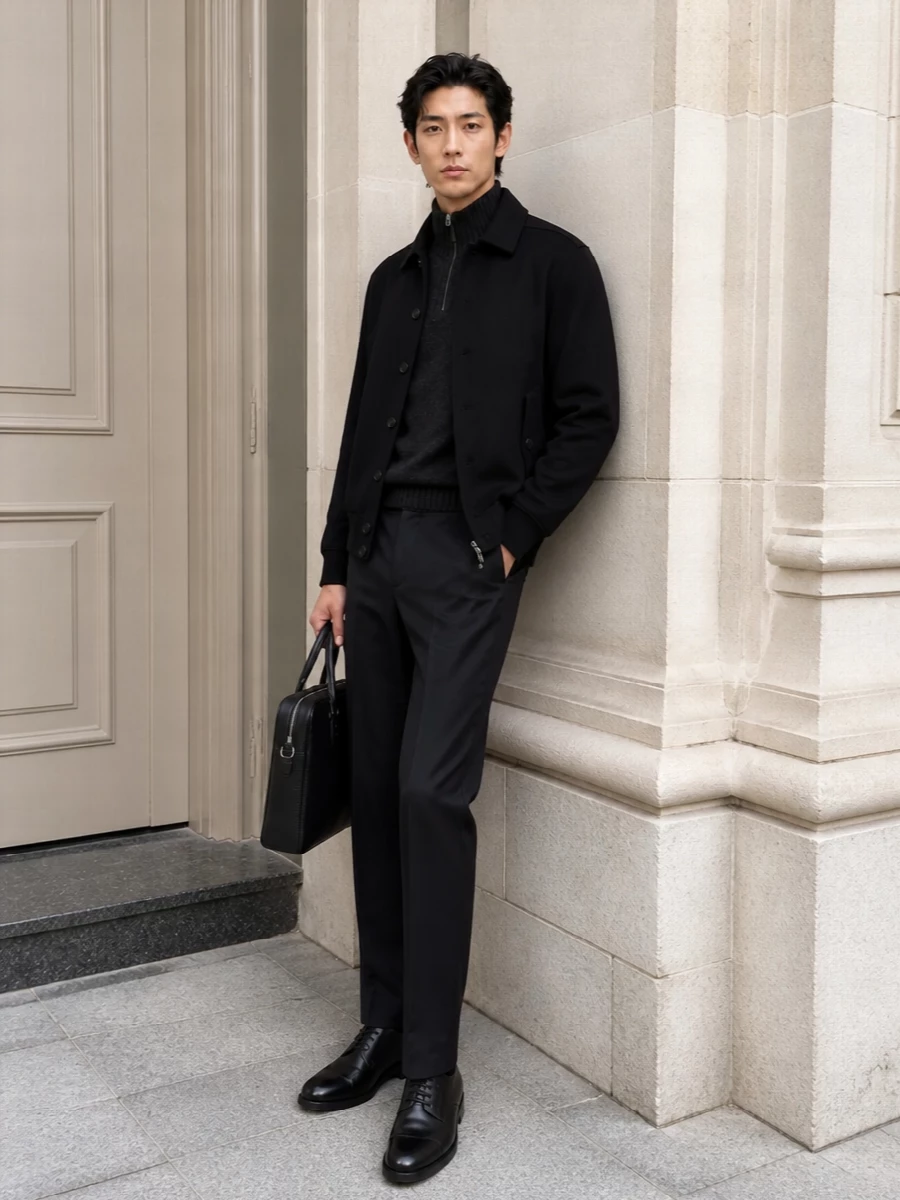 Ferragamo bomber charcoal trousers derby shoes