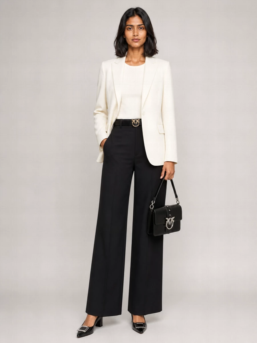 Pinko Wool Wide-Leg Trousers