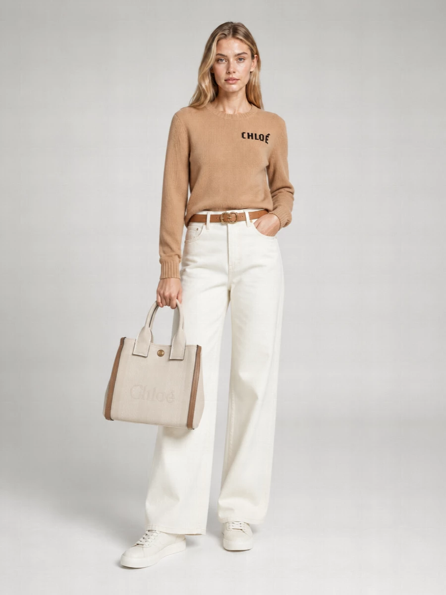 Chloé Cashmere Wool Logo-Intarsia Sweater