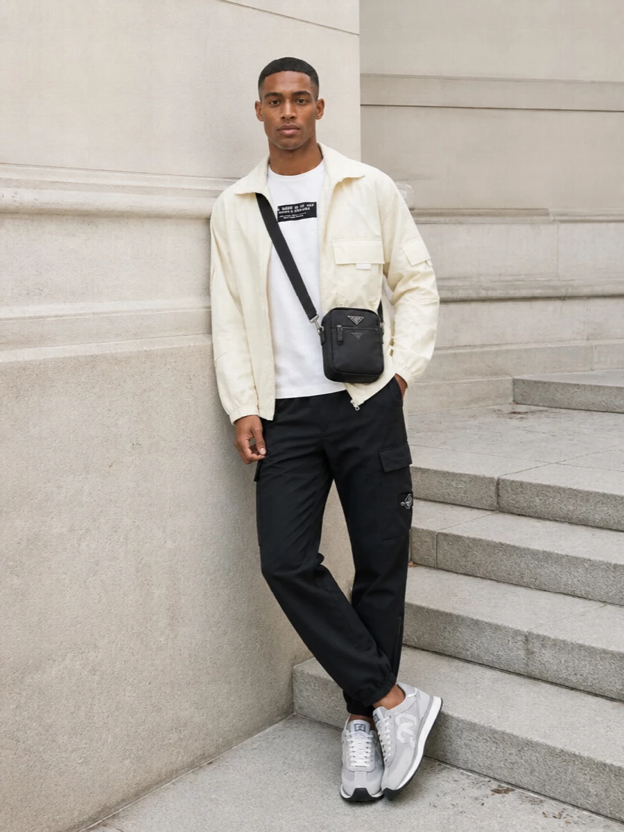 Dolce gabbana jacket stone island cargo outfit