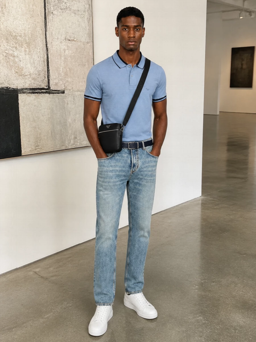 Emporio armani jeans blue polo white sneakers