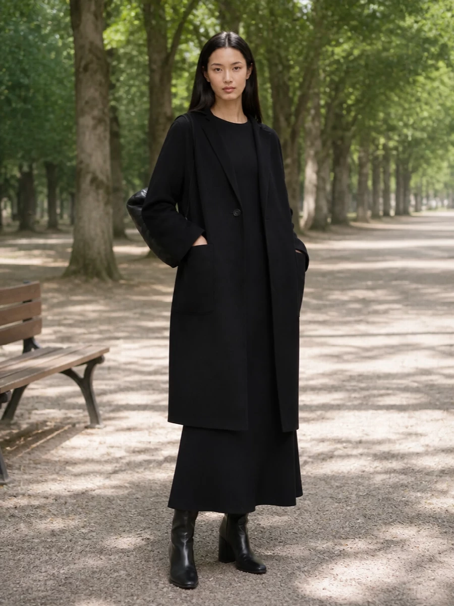 Jil sander black midi dress lemaire ankle boots