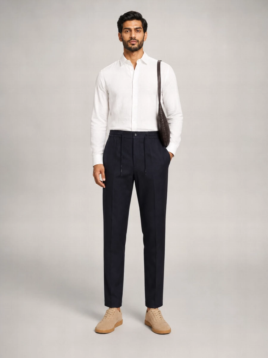 Etro Wool And Linen Regular-Fit Straight-Leg Trousers