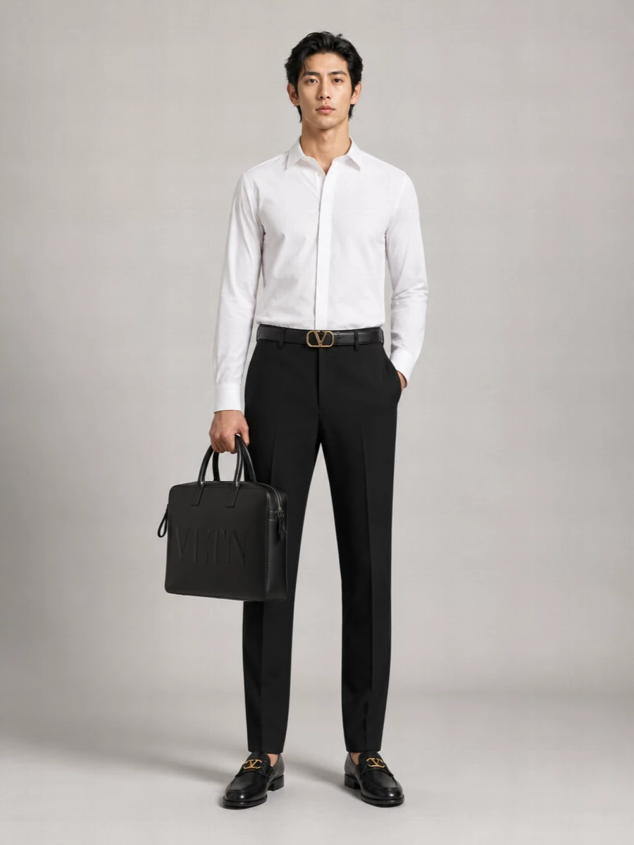Valentino Merino Wool Pleated Tailored Trousers