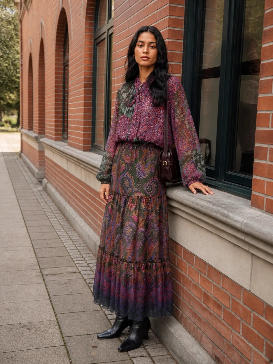 Dries van noten coat etro paisley maxi dress