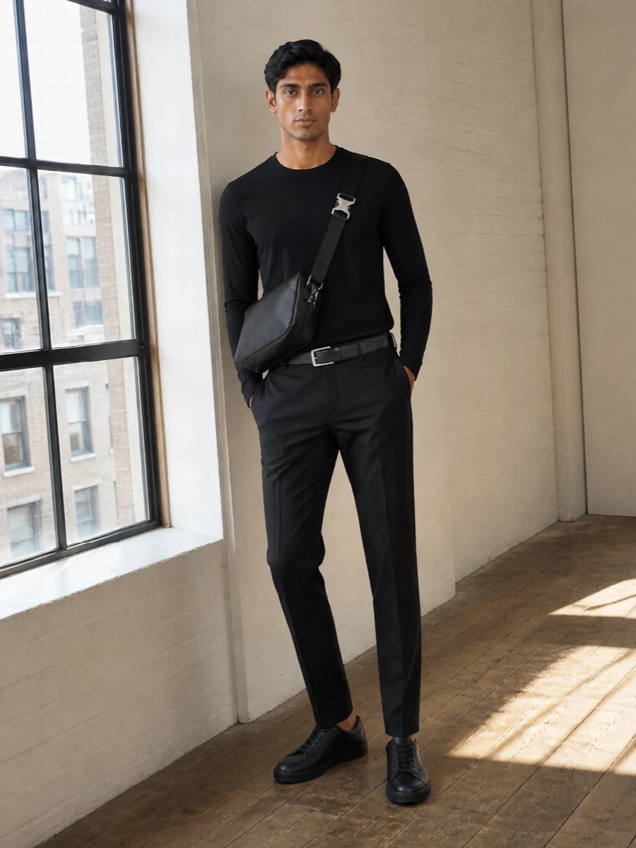 Tom ford black long sleeve with tapered trousers
