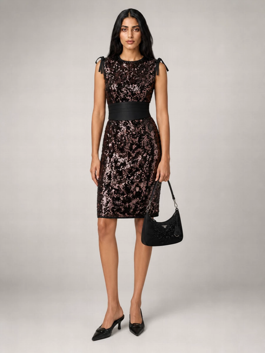 Prada Sequined Knee-Length Dress