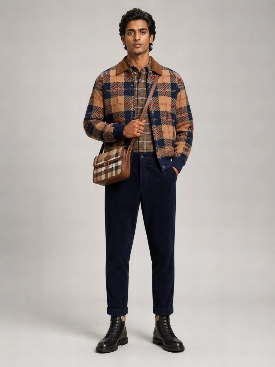 Burberry Checked Cotton Crossbody Bag