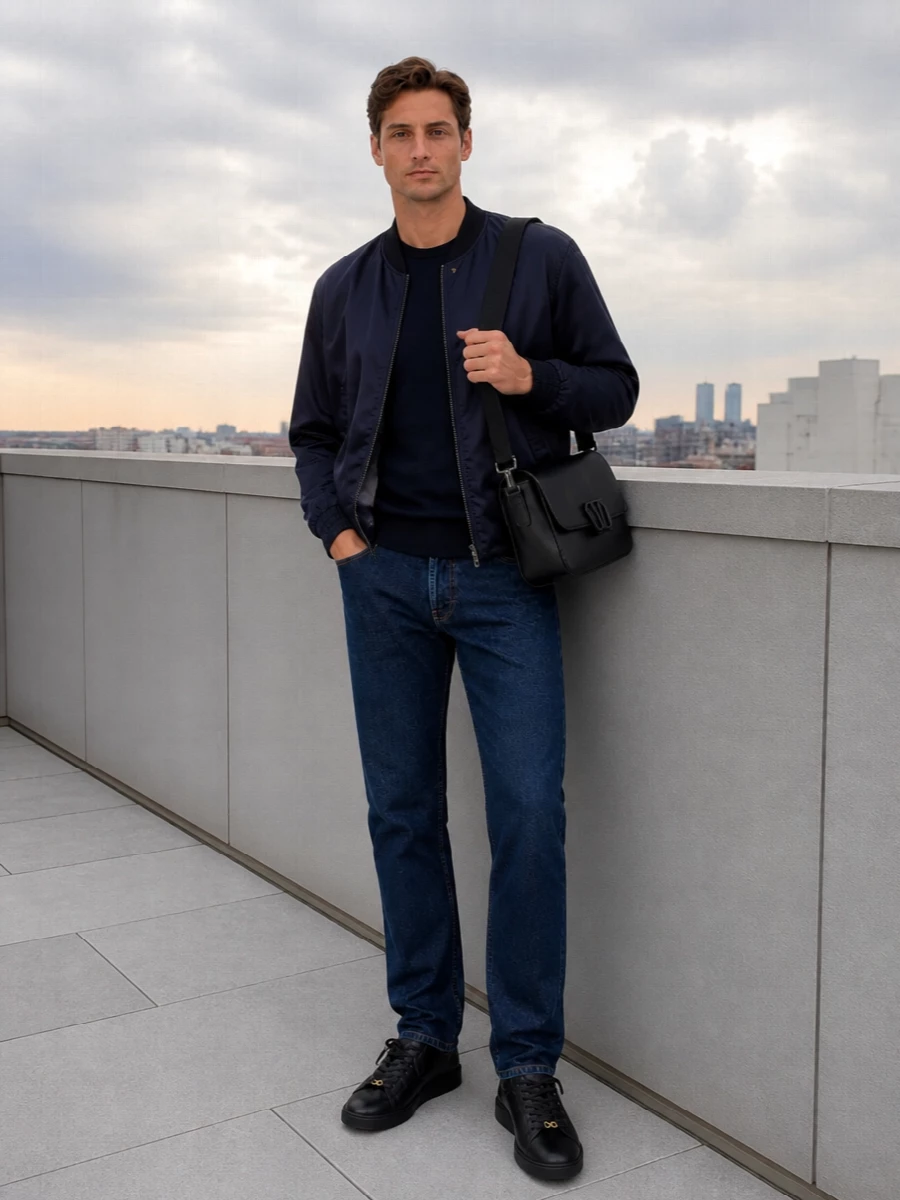 Valentino bomber navy sweater dark denim