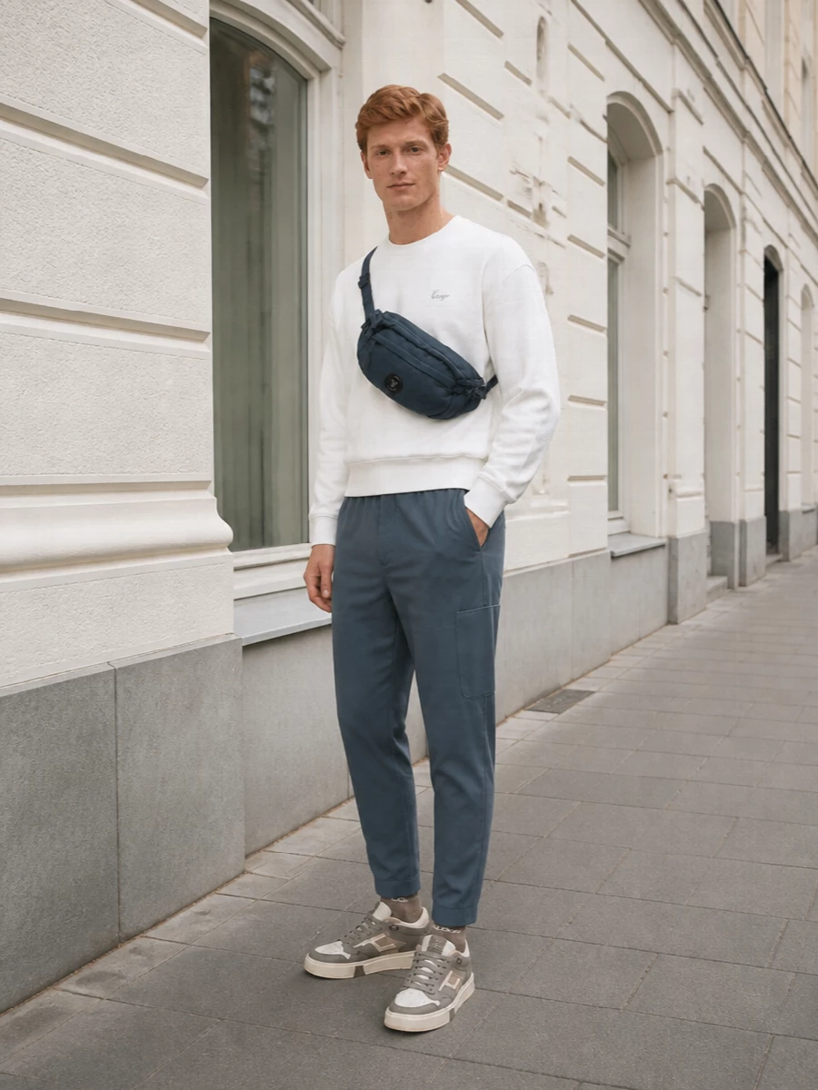 Kenzo cargo pants off white sweatshirt outfit