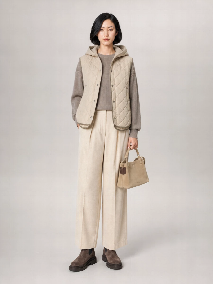 Brunello Cucinelli Quilted Hooded Sleeveless Jacket