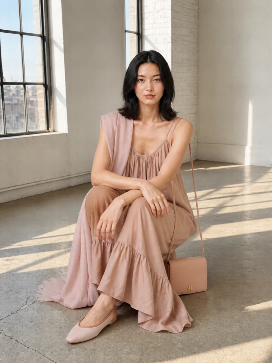 Dries van noten nude slip dress nude accessories