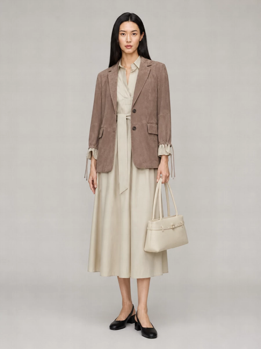 S Max Mara Leather Single Breasted Coat