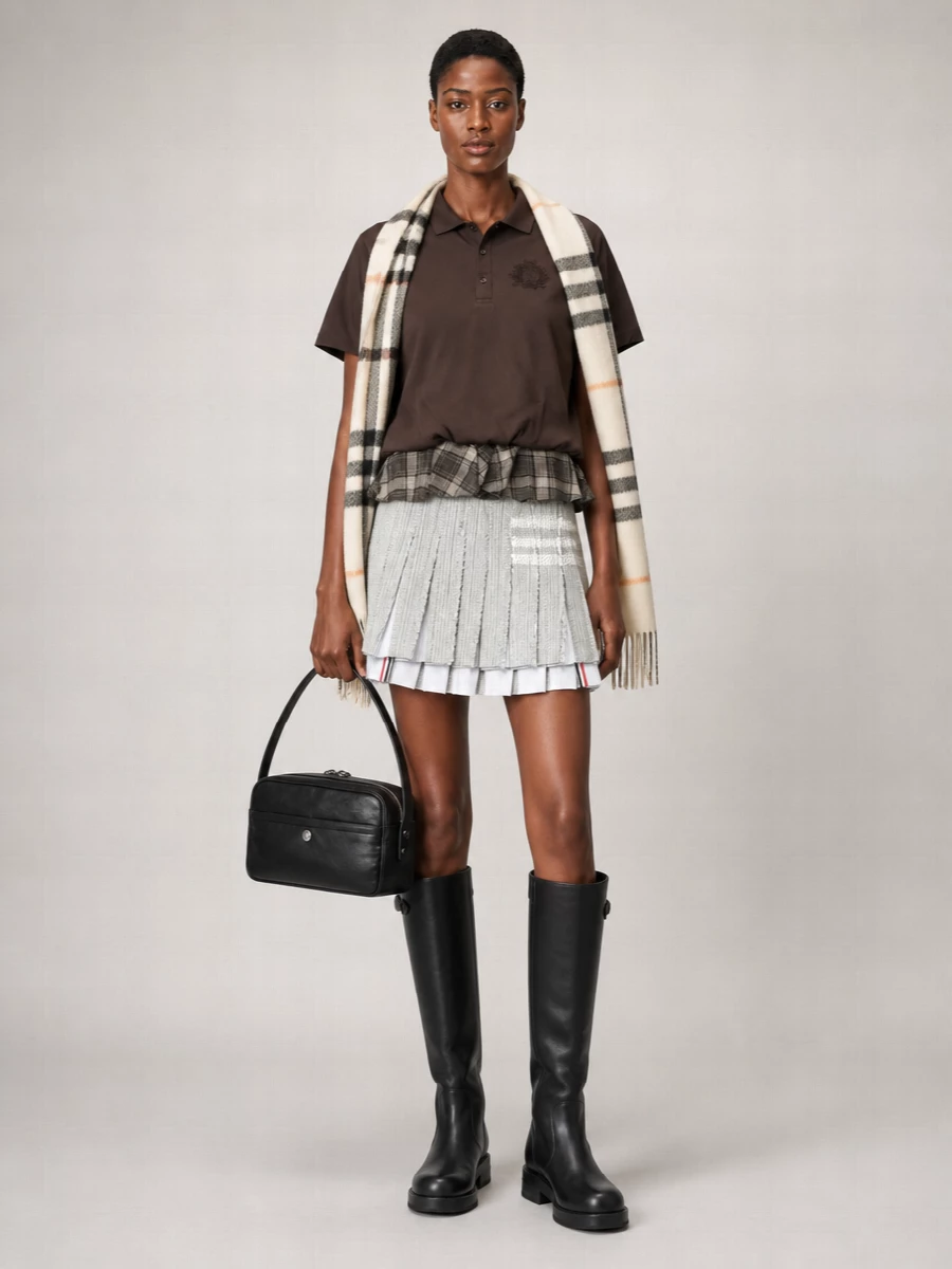 Burberry Checked Fringe Detail Rectangular Scarf