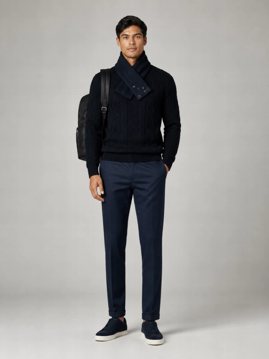 Paul & Shark Cable-Knit Merino Wool Crewneck Sweater