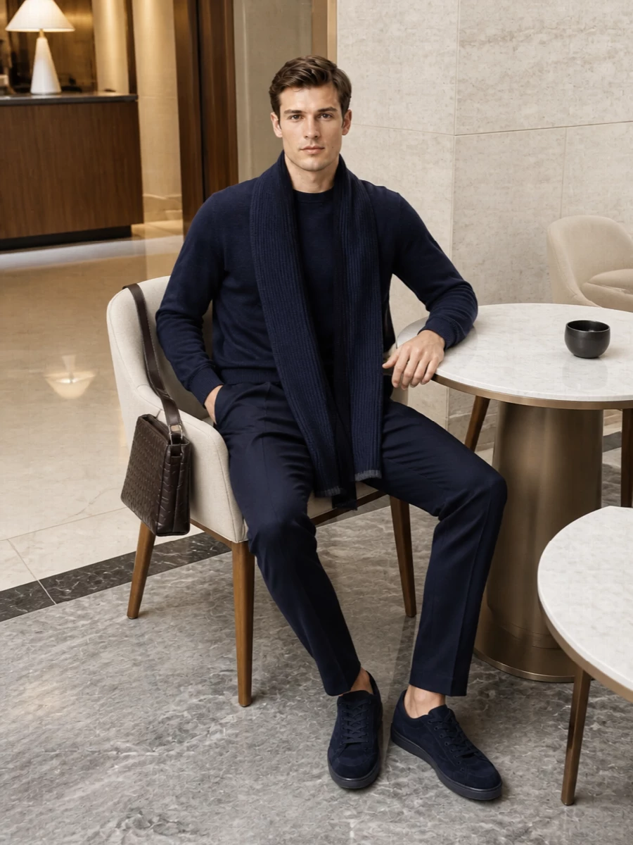 Brunello cucinelli navy sweater drawstring trousers
