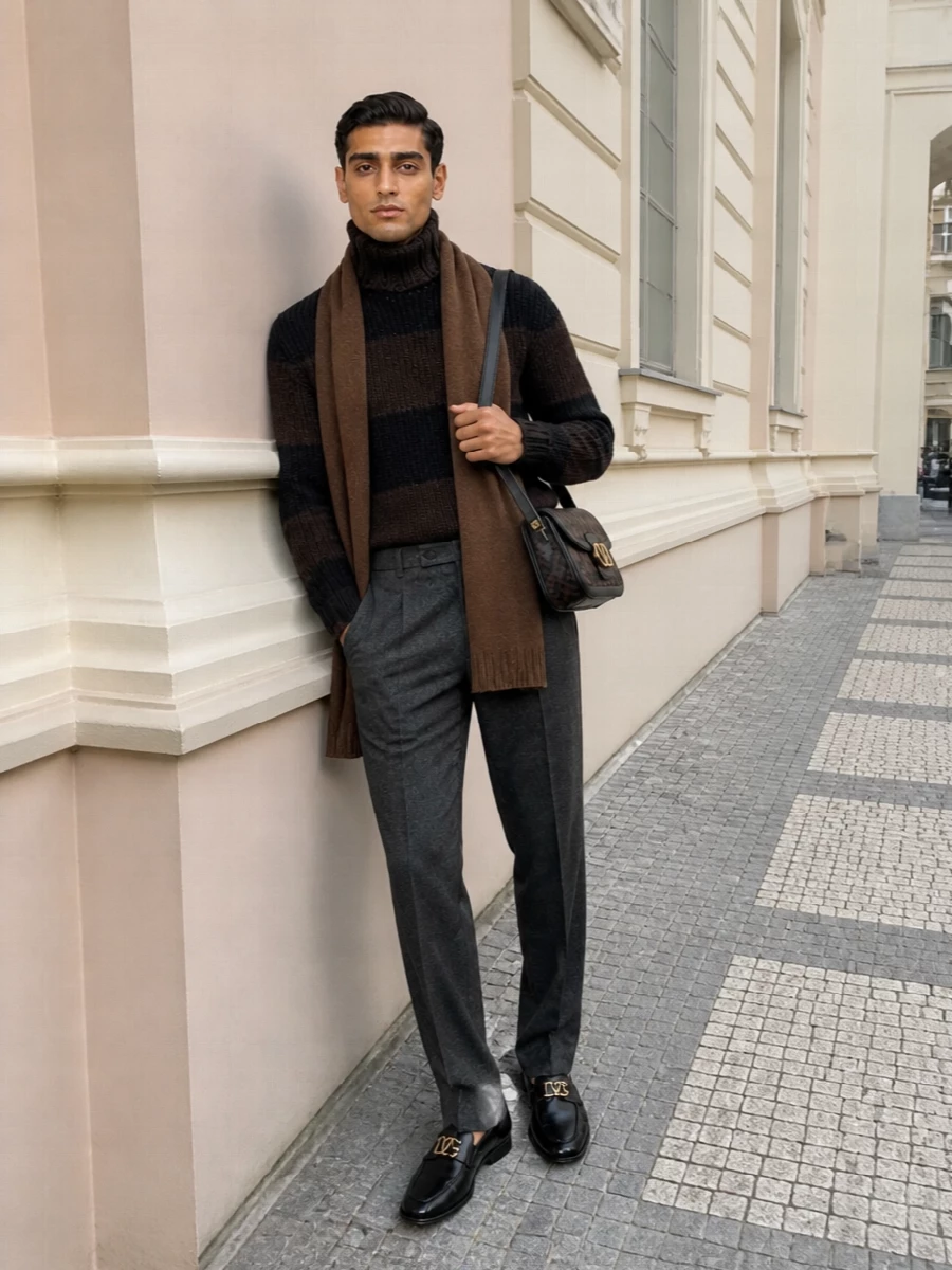 Dolce gabbana winter turtleneck charcoal trousers
