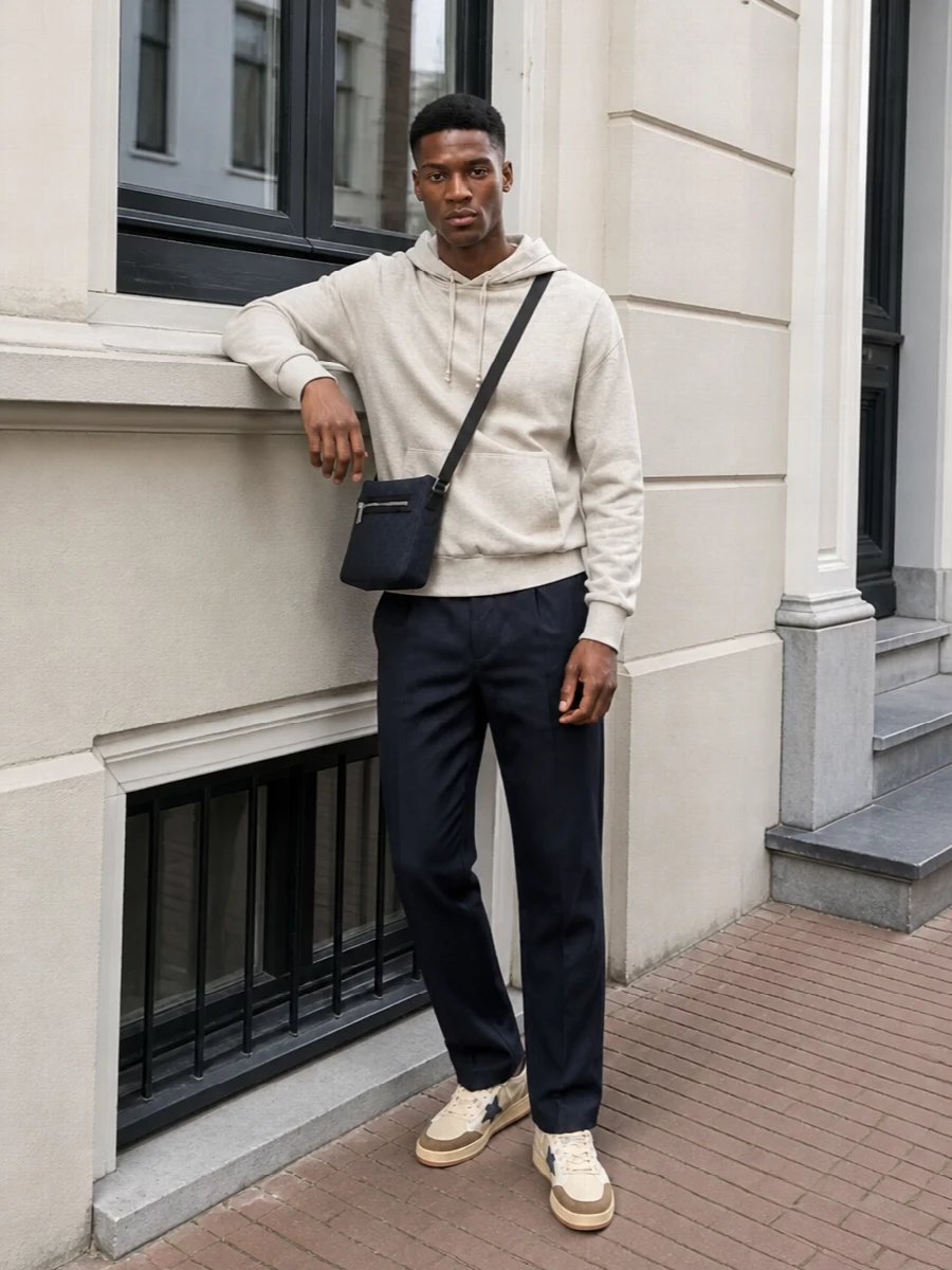 Golden goose sneakers hoodie navy trousers