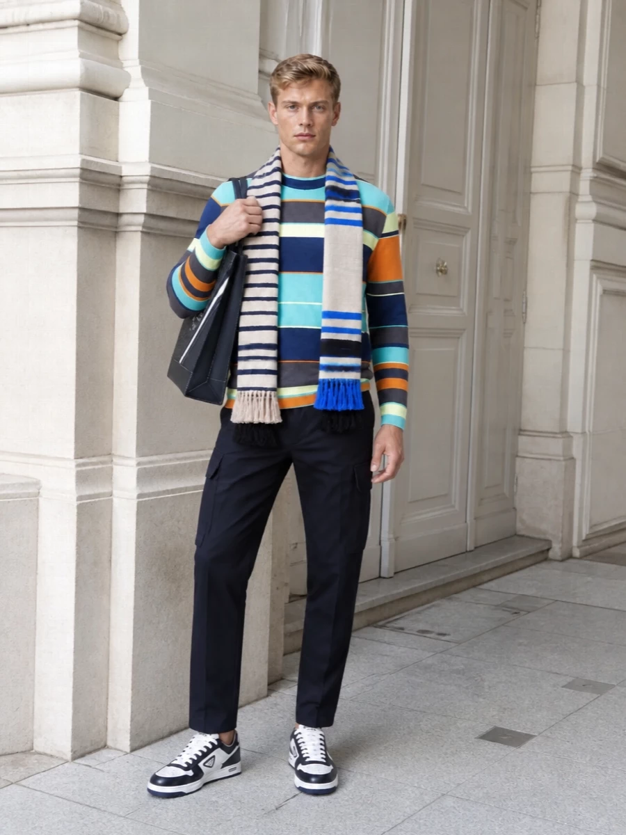 Paul smith striped sweater navy cargo trousers