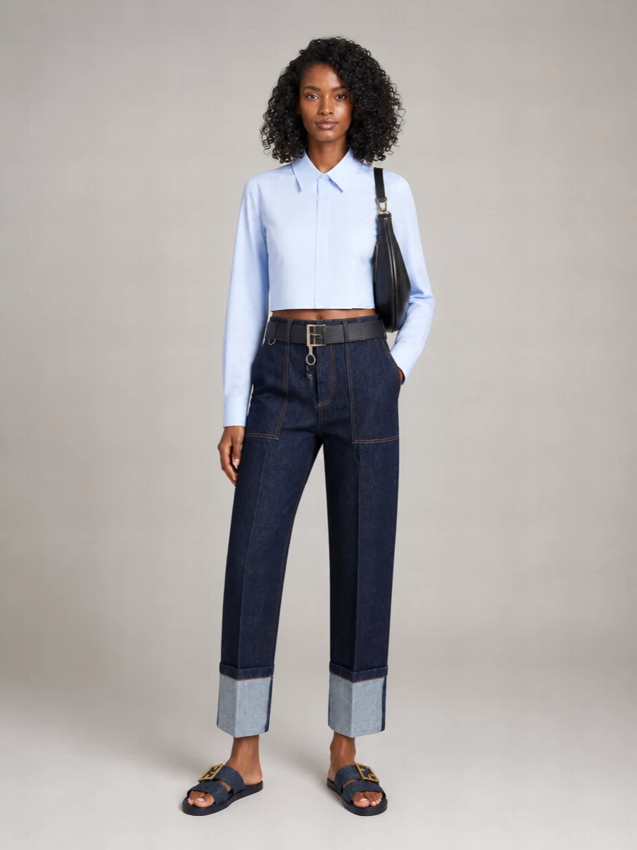 Sportmax Cotton Low-Rise Straight-Leg Cropped Jeans