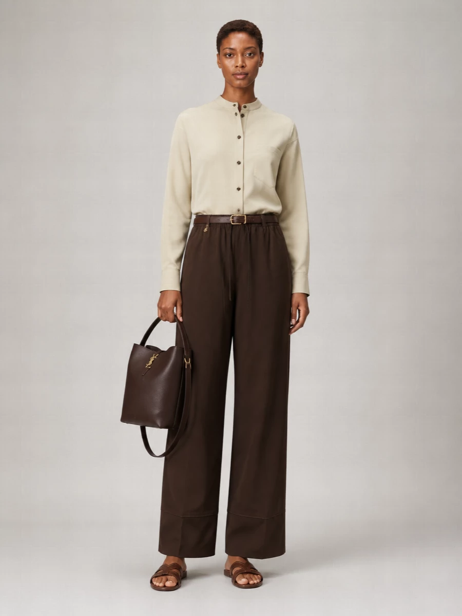 Saint Laurent Calf Leather Slim Belt