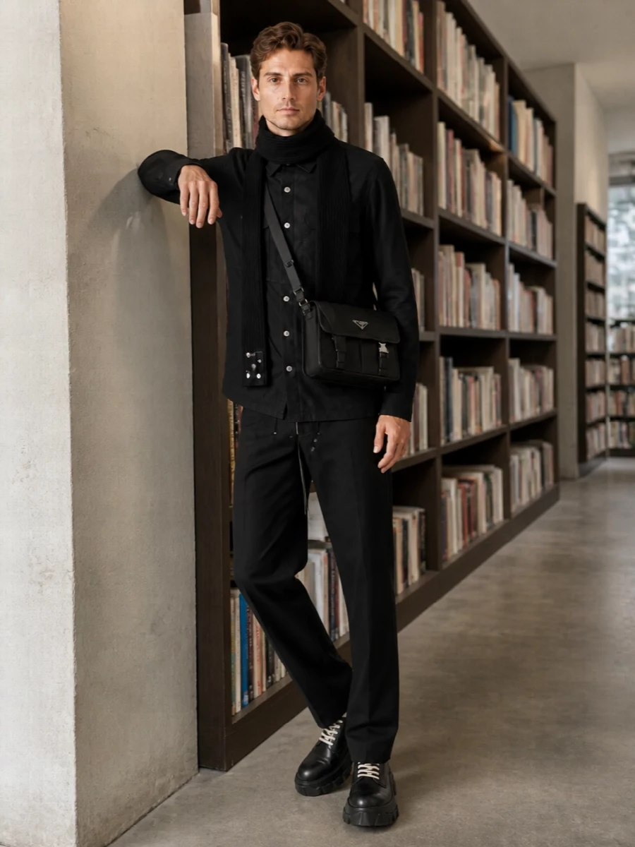 Rick owens black shirt tailored trousers derby