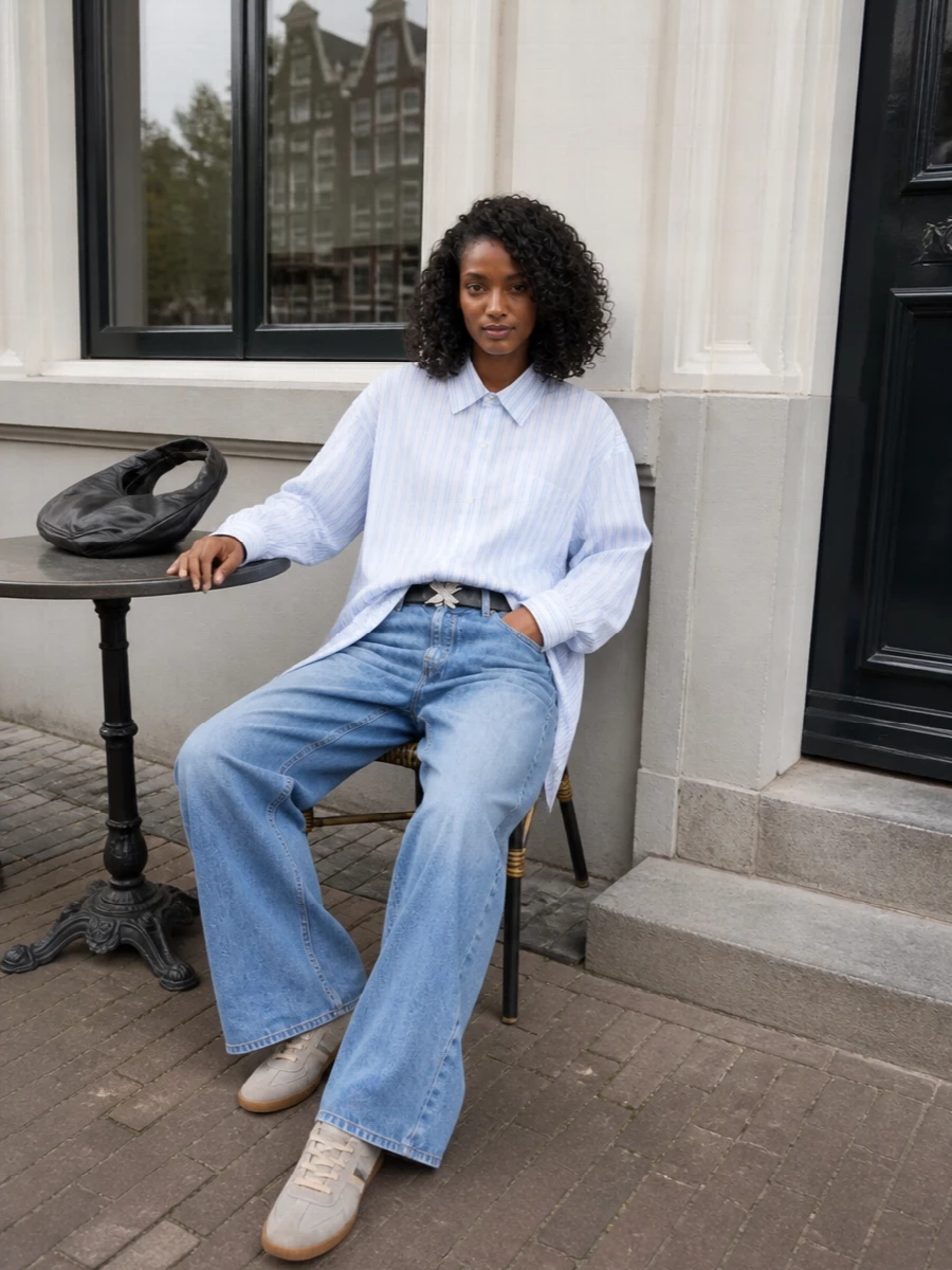 Our legacy wide leg jeans oversized shirt margiela sneakers